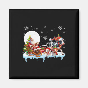 Santa Sleigh Reindeer Group Niedlich Cows Bauer Ra Magnet