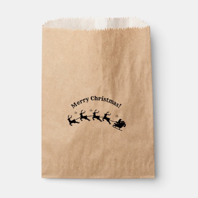 Santa Sleigh Reindeer Weihnachtsurlaub Favor Geschenktütchen (Vorderseite)