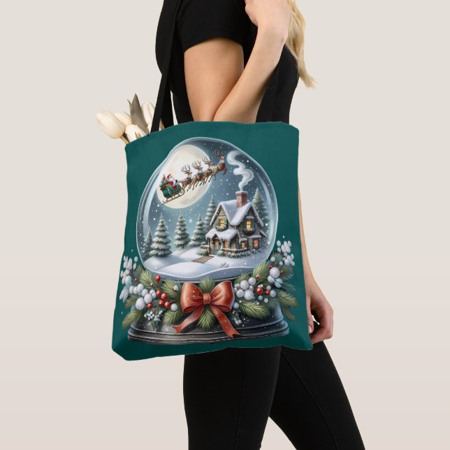 Santa Sleigh Reiten im Snow Globe Wonderland Tasche (Von Nahem)