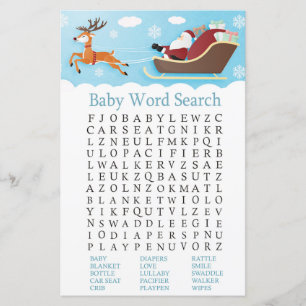 Santa Sleigh Rentier Baby Dusche Word Search Game