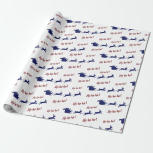 Santa Sleigh Rentiers und Ho Ho Ho Ho White nahtlo Geschenkpapier