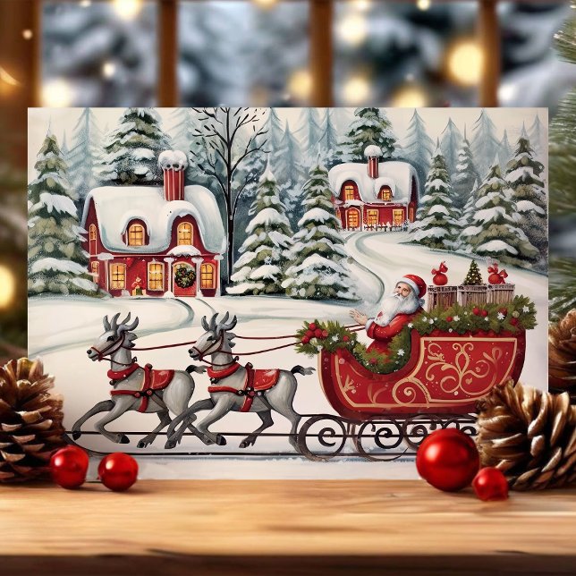 Santa Sleigh Ride Feiertagskarte (Von Creator hochgeladen)