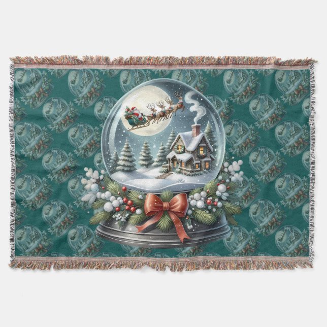 Santa Sleigh Ride in Snow Globe Wonderland Decke (Vorderseite)