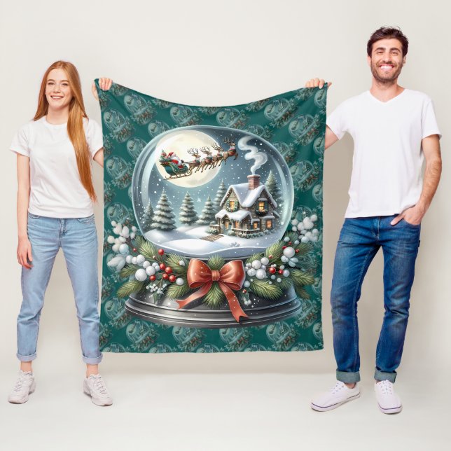 Santa Sleigh Ride in Snow Globe Wonderland Fleecedecke (Beispiel)
