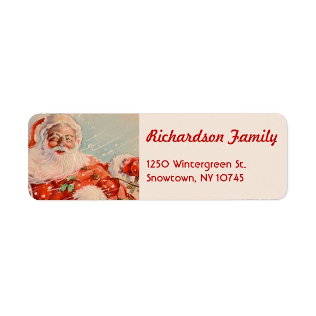Santa Sleigh Ride Rücksendeadressen-Aufkleber (Vorne)