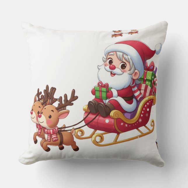 Santa Sleigh Ride Weihnachtsgeschenk für Kinder Kissen (Vorderseite)