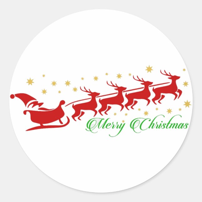 Santa sleigh runder aufkleber (Vorderseite)