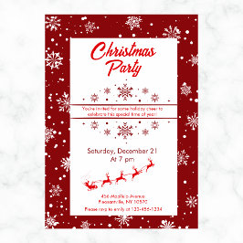 Santa Sleigh & Snowflakes Weihnachten Party Einladung