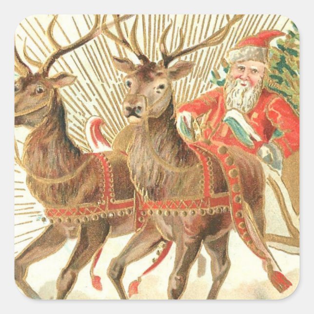 SANTA SLEIGH SQUARE Aufkleber (Vorderseite)