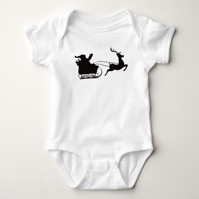 Santa Sleigh und Reindeer Baby Strampler (Vorderseite)