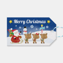 Santa Sleigh und Reindeer Night Sky Weihnachtsgesc