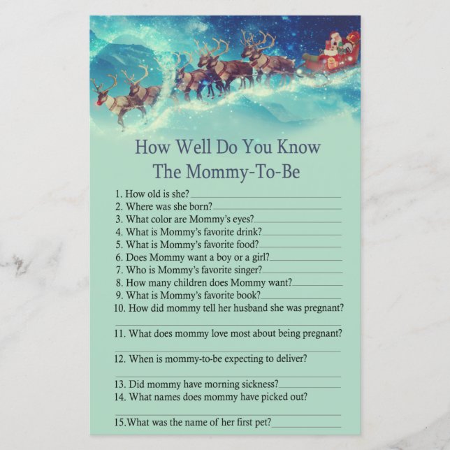 Santa Sleigh Weihnachten wie gut Sie Spiel kennen (Vorderseite)