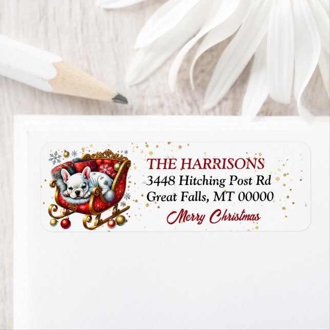 Santa Sleigh White French Bulldog Welpengeschenke (Insitu)