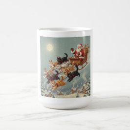 Santa Sleigh with Flying Cats Coffee Mug Kaffeetasse