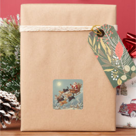 Santa Sleigh with Flying Cats Stickers
