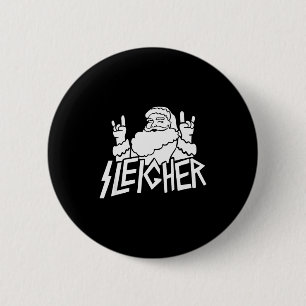Santa Sleigher Lustiges Weihnachten für Metalheads Button