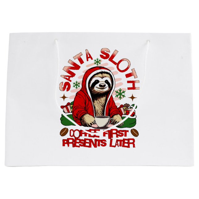 Santa Sloth Schlackenkaffee Große Geschenktüte (Vorderseite)
