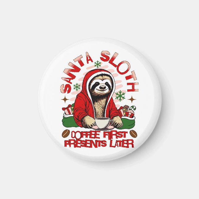 Santa Sloth Schlackenkaffee Magnet (Vorne)