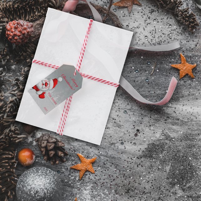 Santa Snowflake minimalistischer roter Brief Gesch Geschenkanhänger (Von Creator hochgeladen)