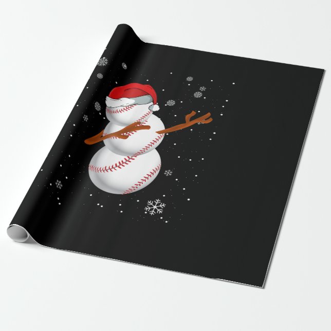Santa Snowman Baseball Dabbing Herz Geschenkpapier (Ungerollt)