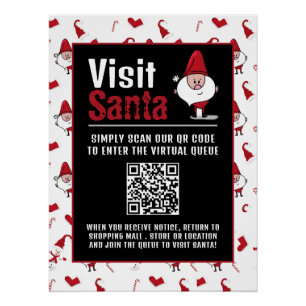 Santa & Snowman, Besuch Santa, QR Code Queue Poster