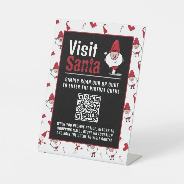 Santa & Snowman, Besuch Santa, QR Code Queue Sockelschild (Vorderseite)