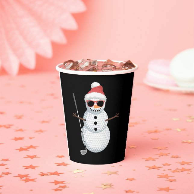 Santa Snowman Golf Ball Christmas Golfer Gift  Pappbecher (Insitu)