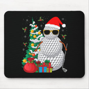 Santa Snowman Golf Ball Weihnachtsgolfer Mousepad