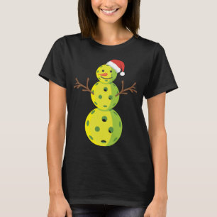 Santa Snowman Pickleball Lover Funny Christmas Gif T-Shirt