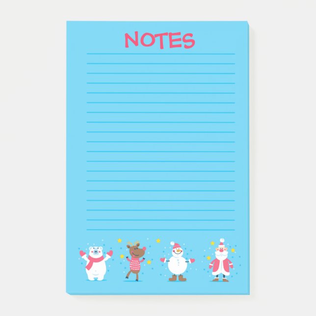 Santa Snowman Polar Bear Rentier Post-it Klebezettel (Vorderseite)