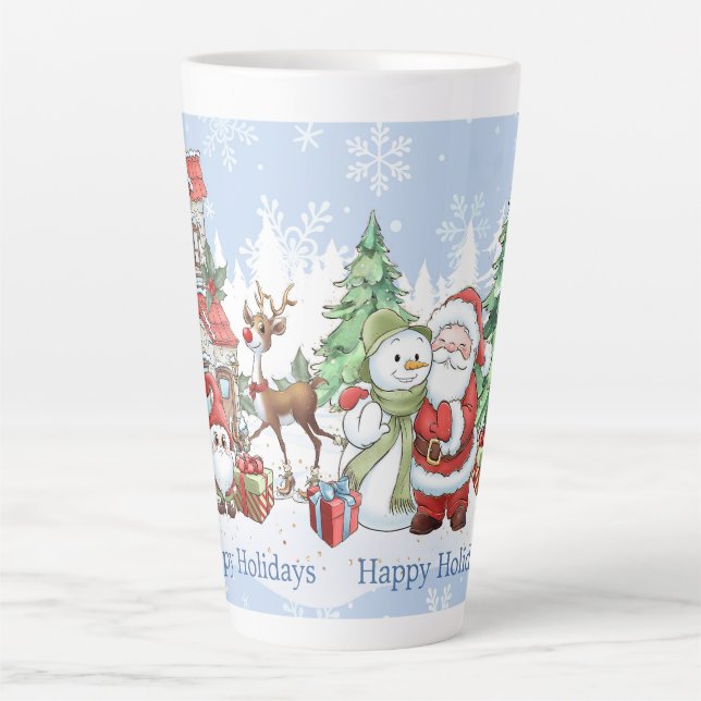 Santa Snowman Reindeer Weihnachten Milchtasse (Vorderseite)