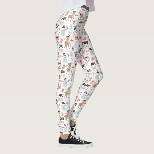 Santa, Snowman, Rentiermuster ID559 Leggings (Rechts)