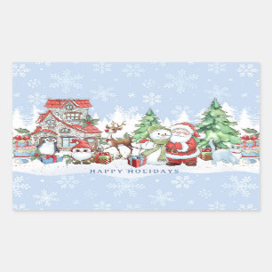 Santa Snowman Rudolph Penguin Weihnachten Rechteckiger Aufkleber