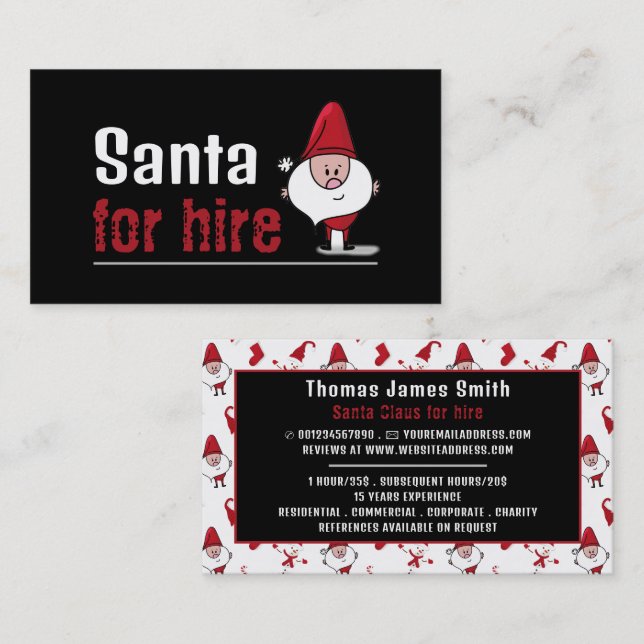 Santa & Snowman, Santa Claus Entertainer Visitenkarte (Vorne/Hinten)
