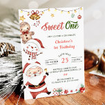 Santa Snowman Sweet One Christmas Geburtstagsparty Einladung<br><div class="desc">Santa Snowman Sweet One Christmas Geburtstagsparty Einladung</div>