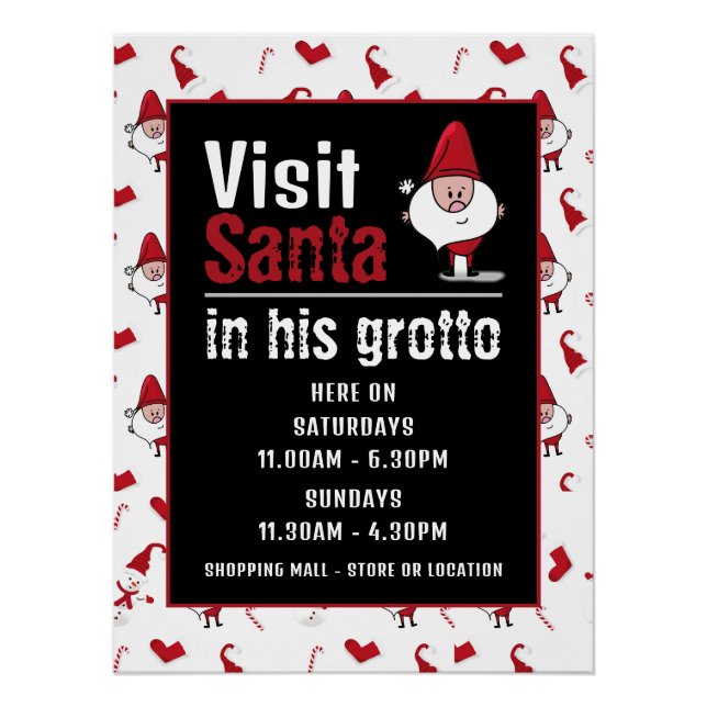 Santa & Snowman, Weihnachtsmann Besuchsstunden Poster (Vorderseite)