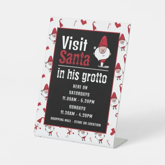 Santa & Snowman, Weihnachtsmann Besuchsstunden Sockelschild (Vorderseite)