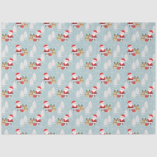 Santa, Snowmen, Rudolph und Presentext Seidenpapier (Vorderseite)
