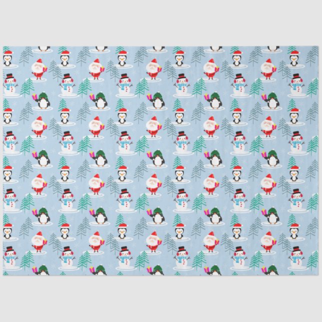 Santa, Snowmen und Geschenke Seidenpapier (Vorderseite)