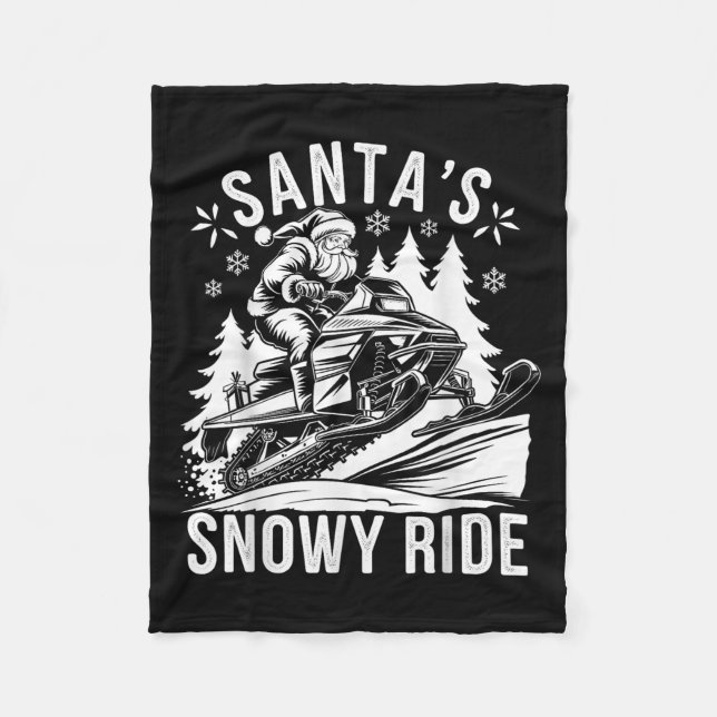 Santa Snowmobile Riding Snowmobiling Christmas  Fleecedecke (Vorderseite)