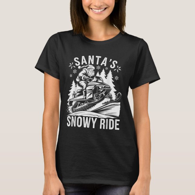 Santa Snowmobile Riding Snowmobiling Christmas  T-Shirt (Vorderseite)