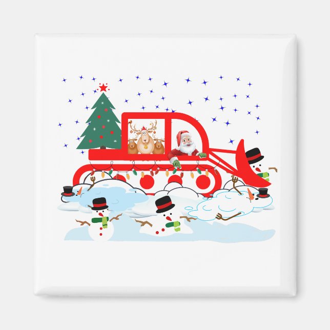 Santa Snowpflügen Snowmen Gag Magnet (Vorne)