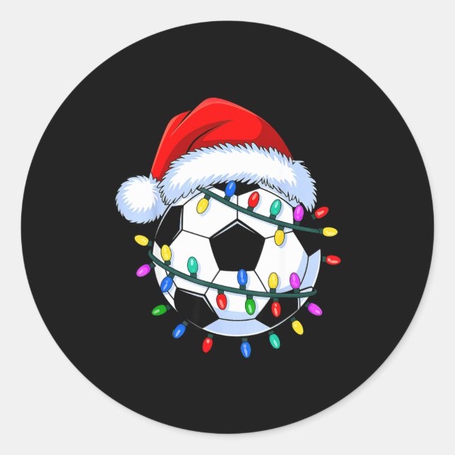 Santa Soccer Ball Christmas Soccer  Runder Aufkleber (Vorderseite)