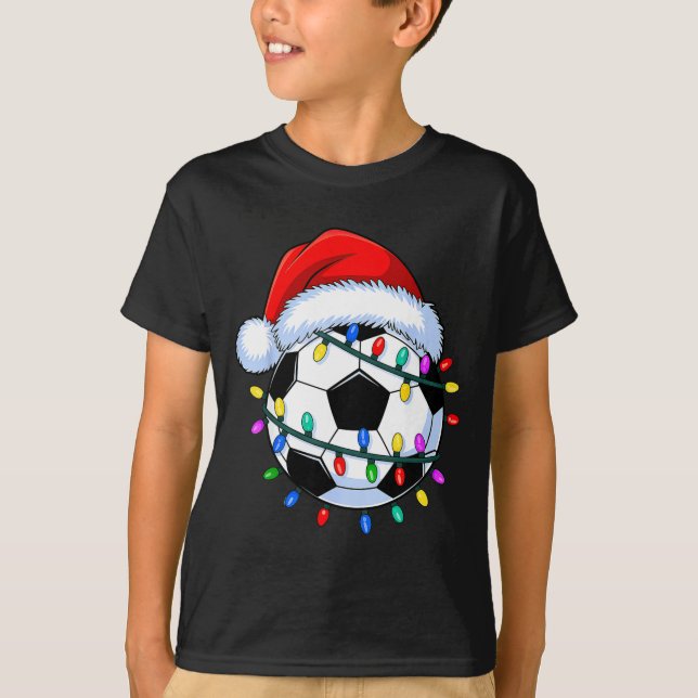 Santa Soccer Ball Christmas Soccer  T-Shirt (Vorderseite)