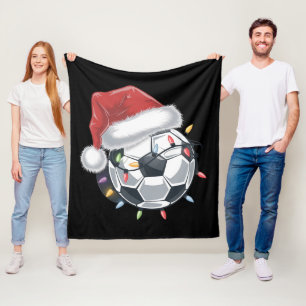 Santa Soccer Ball Sport Weihnachtsspielerin Fleecedecke