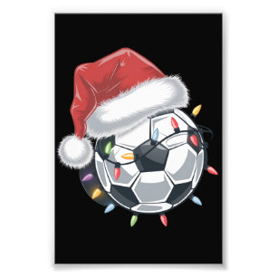 Santa Soccer Ball Sport Weihnachtsspielerin Fotodruck