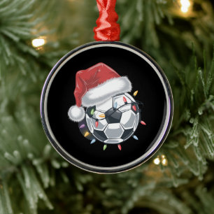 Santa Soccer Ball Sport Weihnachtsspielerin Ornament Aus Metall