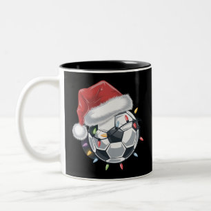 Santa Soccer Ball Sport Weihnachtsspielerin Zweifarbige Tasse