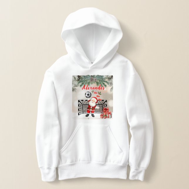 Santa Soccer Christmas Soccer Personalized Hoodie (Ablage )