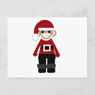 Santa Sock Monkey Feiertagspostkarte